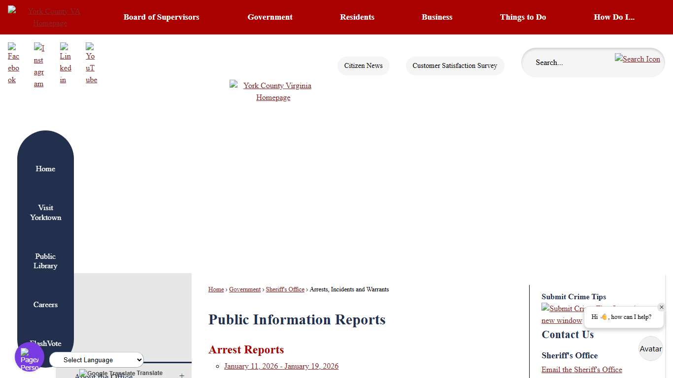 Public Information Reports | York County, VA